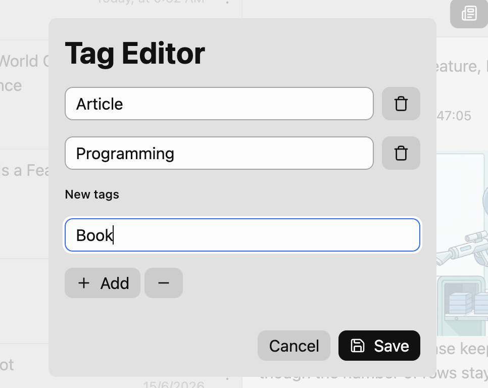 Tag editor screenshot